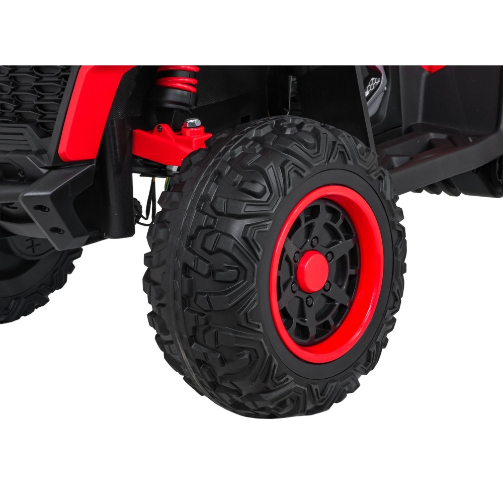 JOKO Elektrická Štvorkolka Fast 4x4, penové kolesá, kožené sedadlo, nosnosť 50kg, FM rádio, červená