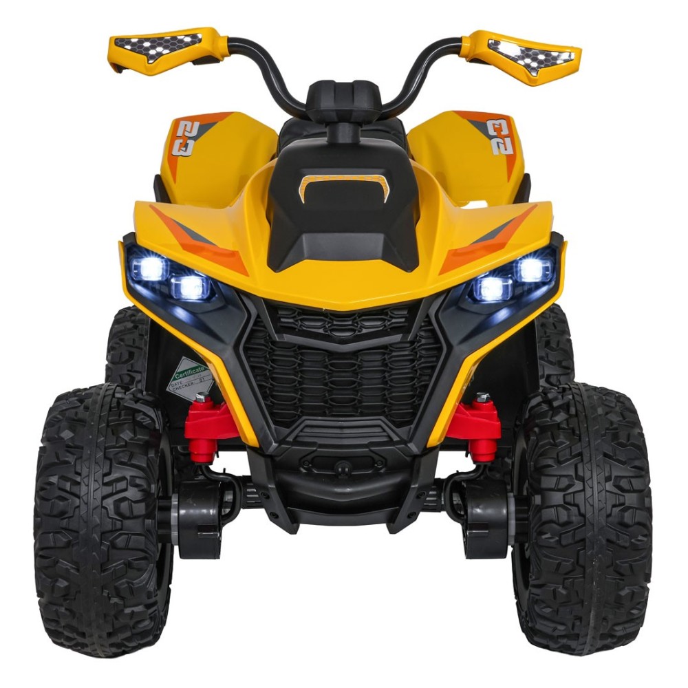 JOKO Elektrická Štvorkolka Fast 4x4, penové kolesá, kožené sedadlo, nosnosť 50kg, FM rádio, žltá