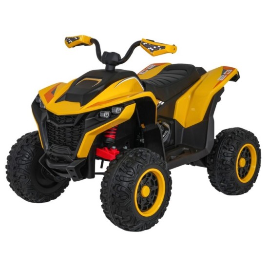 JOKO Elektrická Štvorkolka Fast 4x4, penové kolesá, kožené sedadlo, nosnosť 50kg, FM rádio, žltá
