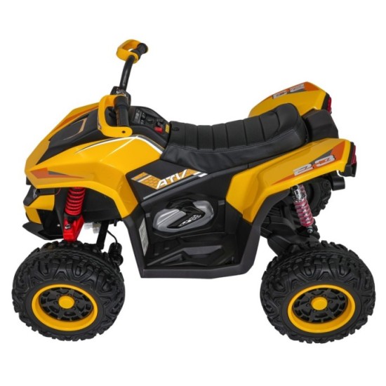 JOKO Elektrická Štvorkolka Fast 4x4, penové kolesá, kožené sedadlo, nosnosť 50kg, FM rádio, žltá
