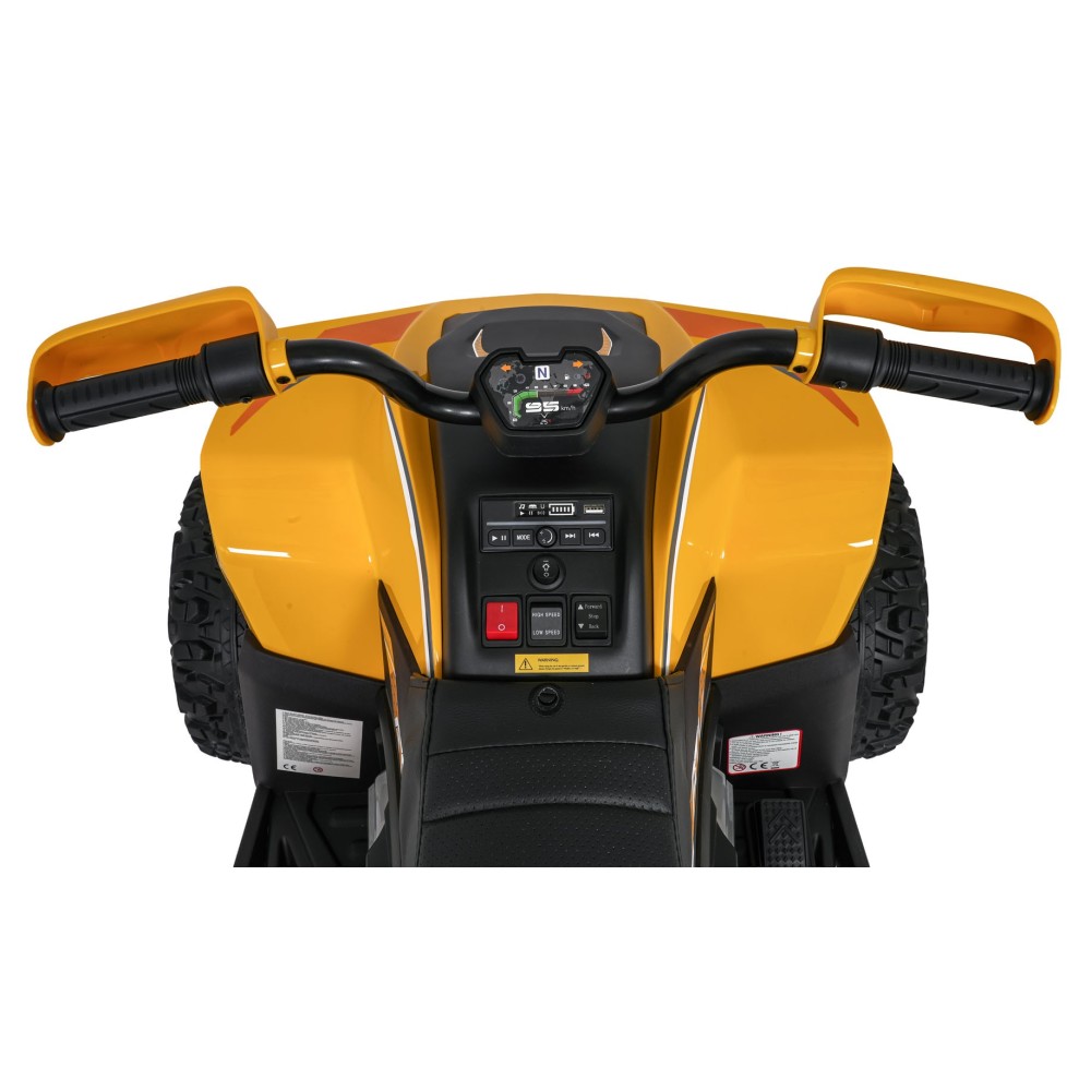 JOKO Elektrická Štvorkolka Fast 4x4, penové kolesá, kožené sedadlo, nosnosť 50kg, FM rádio, žltá