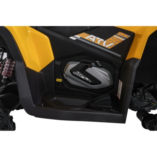 JOKO Elektrická Štvorkolka Fast 4x4, penové kolesá, kožené sedadlo, nosnosť 50kg, FM rádio, žltá