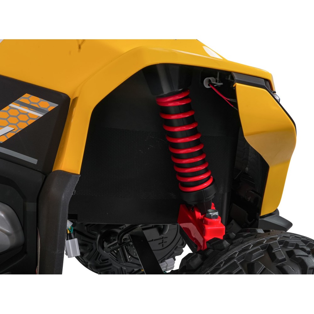JOKO Elektrická Štvorkolka Fast 4x4, penové kolesá, kožené sedadlo, nosnosť 50kg, FM rádio, žltá