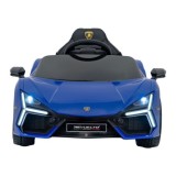 JOKO Elektrické autíčko Lamborghini Revuelto, kožené sedadlo, penové kolesá, FM rádio, modré