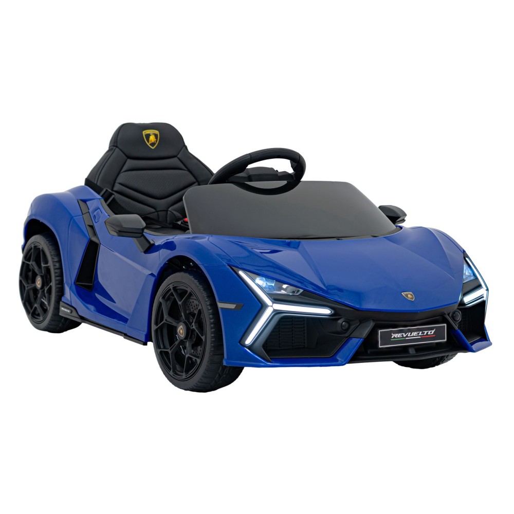 JOKO Elektrické autíčko Lamborghini Revuelto, kožené sedadlo, penové kolesá, FM rádio, modré