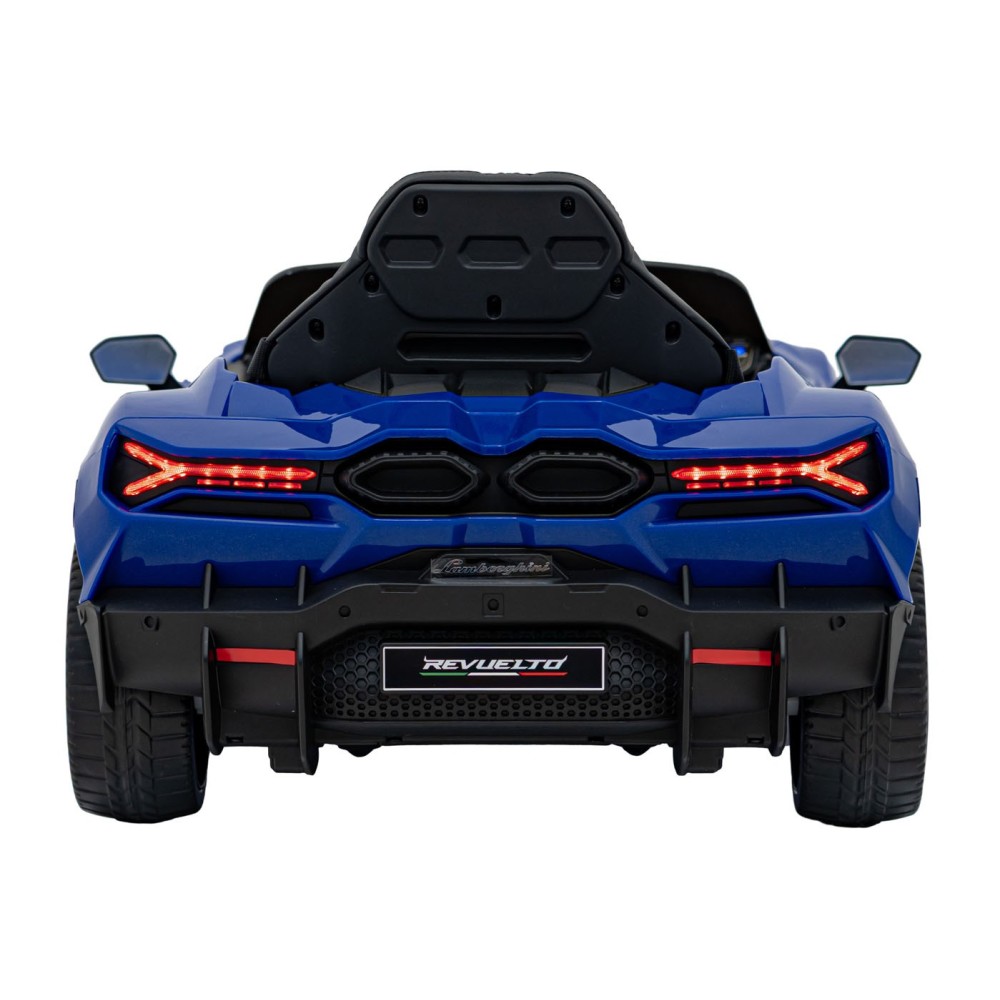 JOKO Elektrické autíčko Lamborghini Revuelto, kožené sedadlo, penové kolesá, FM rádio, modré