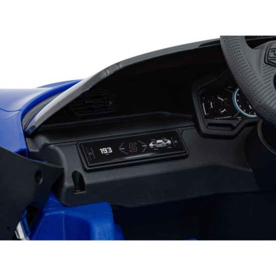 JOKO Elektrické autíčko Lamborghini Revuelto, kožené sedadlo, penové kolesá, FM rádio, modré