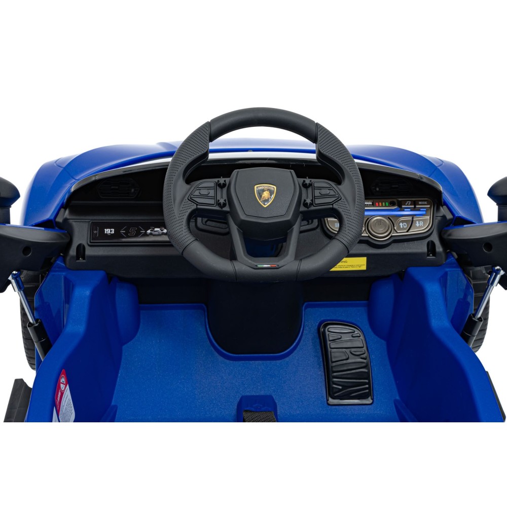 JOKO Elektrické autíčko Lamborghini Revuelto, kožené sedadlo, penové kolesá, FM rádio, modré