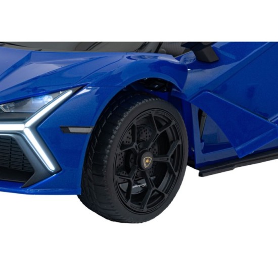 JOKO Elektrické autíčko Lamborghini Revuelto, kožené sedadlo, penové kolesá, FM rádio, modré