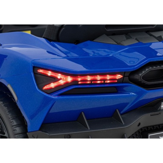 JOKO Elektrické autíčko Lamborghini Revuelto, kožené sedadlo, penové kolesá, FM rádio, modré