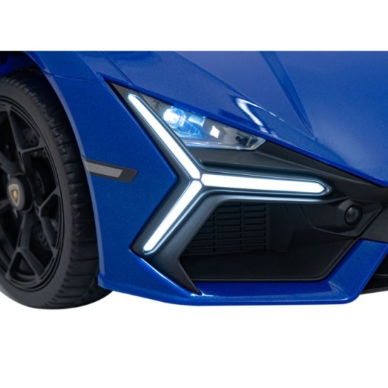 JOKO Elektrické autíčko Lamborghini Revuelto, kožené sedadlo, penové kolesá, FM rádio, modré