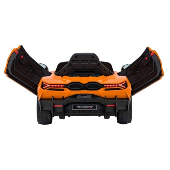 JOKO Elektrické autíčko Lamborghini Revuelto, kožené sedadlo, penové kolesá, FM rádio, oranžové