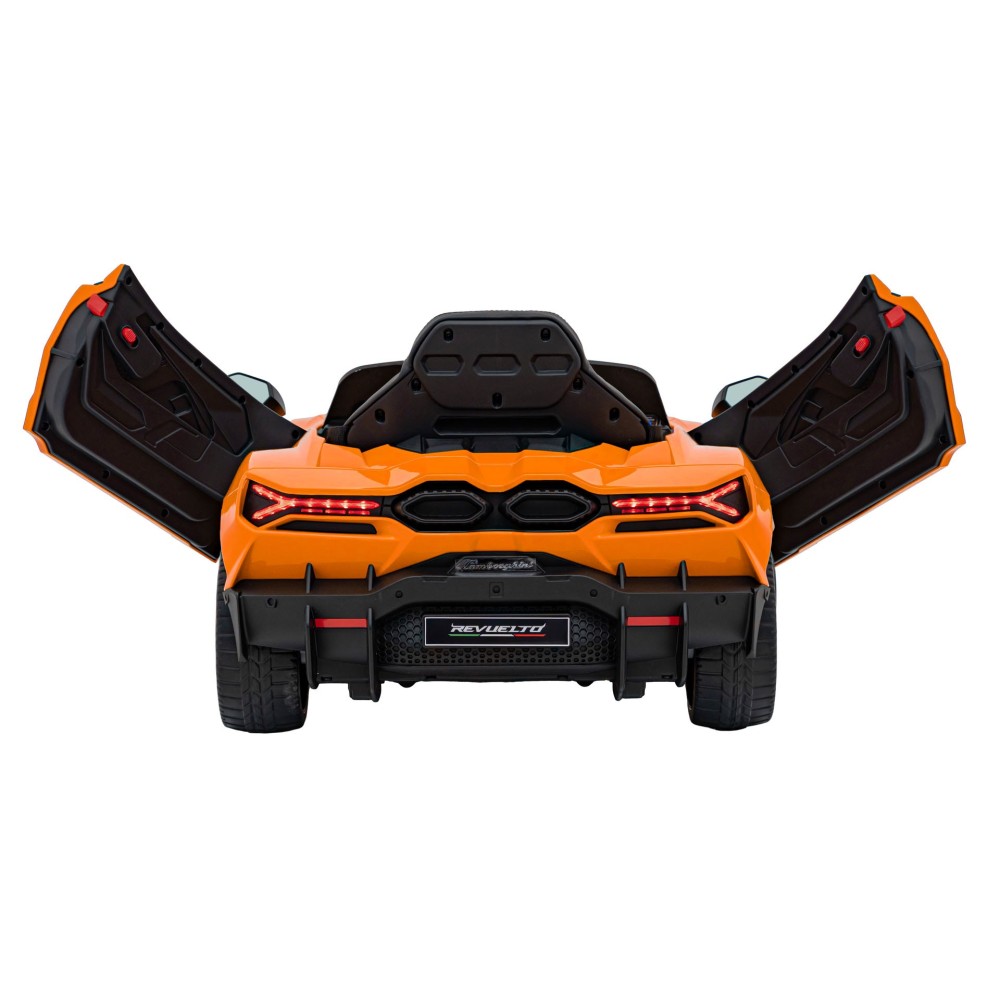 JOKO Elektrické autíčko Lamborghini Revuelto, kožené sedadlo, penové kolesá, FM rádio, oranžové