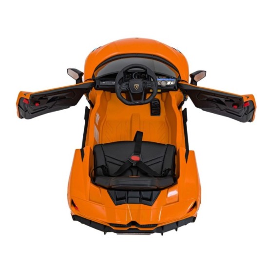 JOKO Elektrické autíčko Lamborghini Revuelto, kožené sedadlo, penové kolesá, FM rádio, oranžové