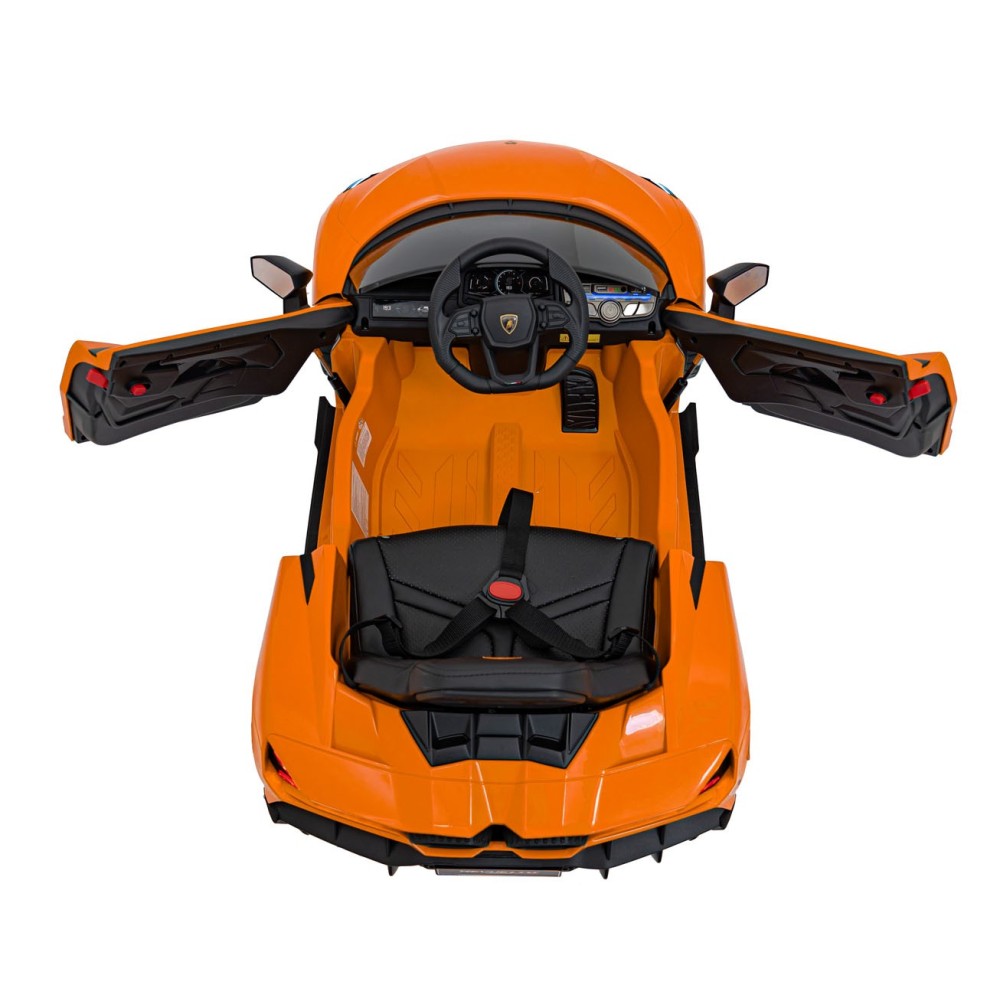 JOKO Elektrické autíčko Lamborghini Revuelto, kožené sedadlo, penové kolesá, FM rádio, oranžové
