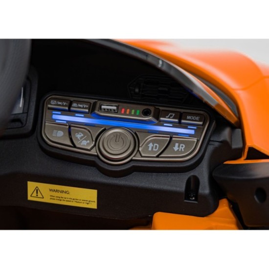 JOKO Elektrické autíčko Lamborghini Revuelto, kožené sedadlo, penové kolesá, FM rádio, oranžové