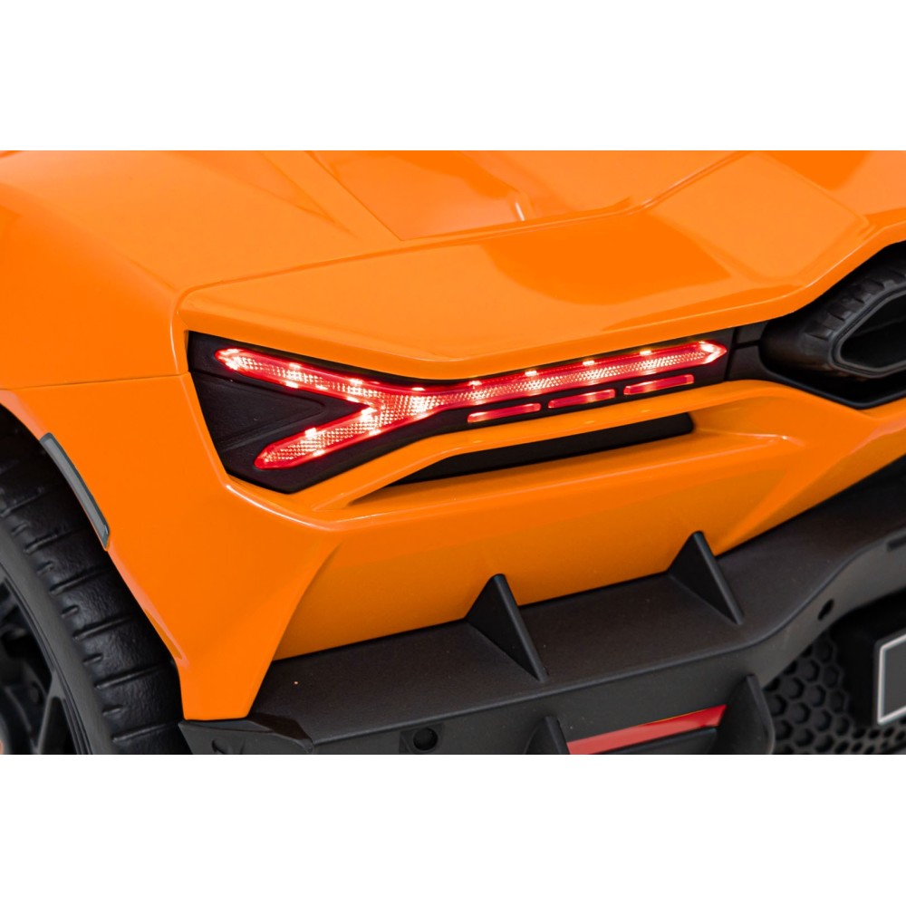 JOKO Elektrické autíčko Lamborghini Revuelto, kožené sedadlo, penové kolesá, FM rádio, oranžové
