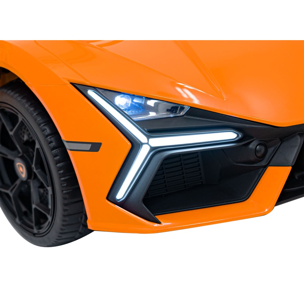 JOKO Elektrické autíčko Lamborghini Revuelto, kožené sedadlo, penové kolesá, FM rádio, oranžové
