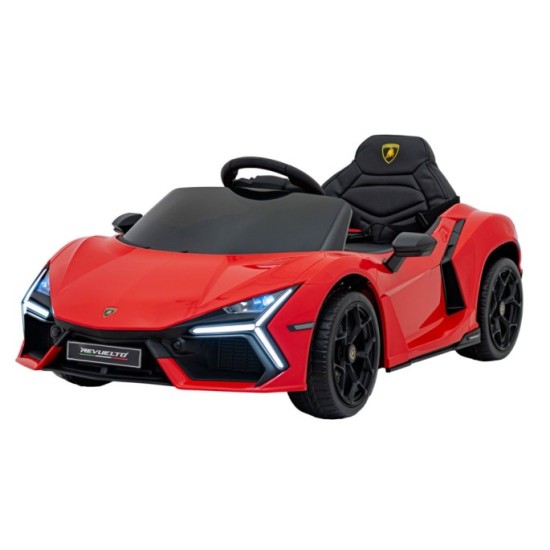 JOKO Elektrické autíčko Lamborghini Revuelto, kožené sedadlo, penové kolesá, FM rádio, červené