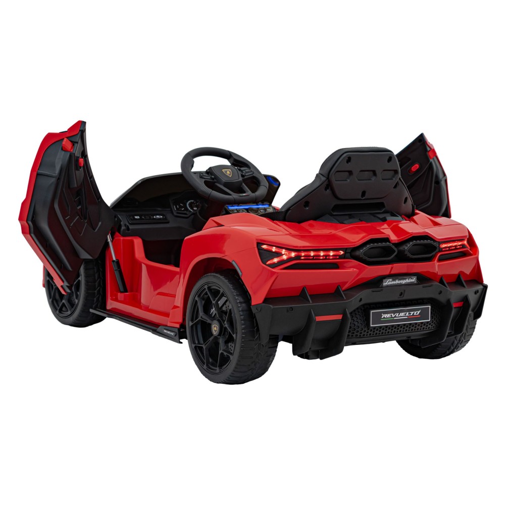 JOKO Elektrické autíčko Lamborghini Revuelto, kožené sedadlo, penové kolesá, FM rádio, červené