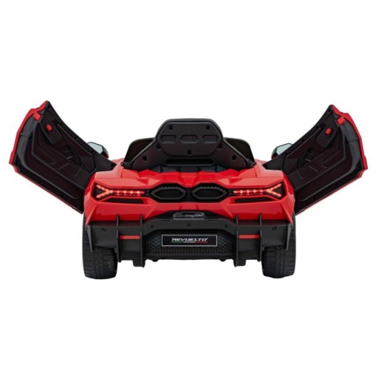 JOKO Elektrické autíčko Lamborghini Revuelto, kožené sedadlo, penové kolesá, FM rádio, červené
