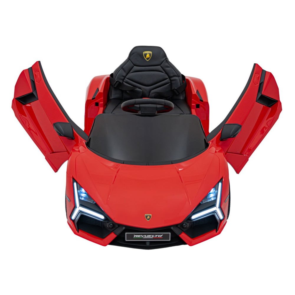 JOKO Elektrické autíčko Lamborghini Revuelto, kožené sedadlo, penové kolesá, FM rádio, červené
