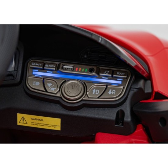 JOKO Elektrické autíčko Lamborghini Revuelto, kožené sedadlo, penové kolesá, FM rádio, červené