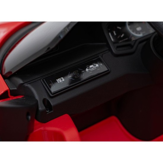 JOKO Elektrické autíčko Lamborghini Revuelto, kožené sedadlo, penové kolesá, FM rádio, červené