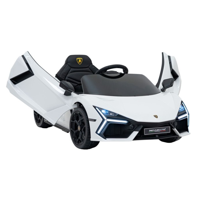JOKO Elektrické autíčko Lamborghini Revuelto, kožené sedadlo, penové kolesá, FM rádio, biele