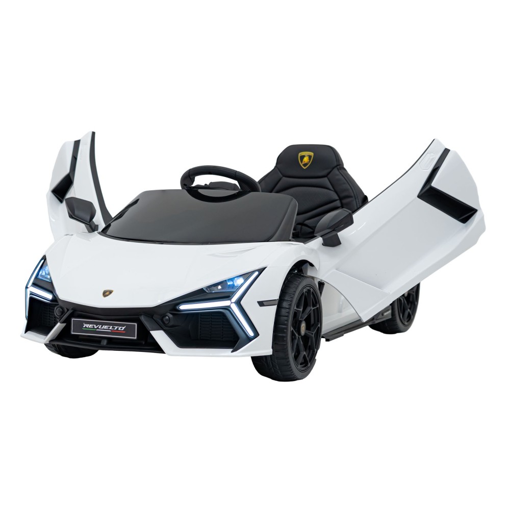 JOKO Elektrické autíčko Lamborghini Revuelto, kožené sedadlo, penové kolesá, FM rádio, biele