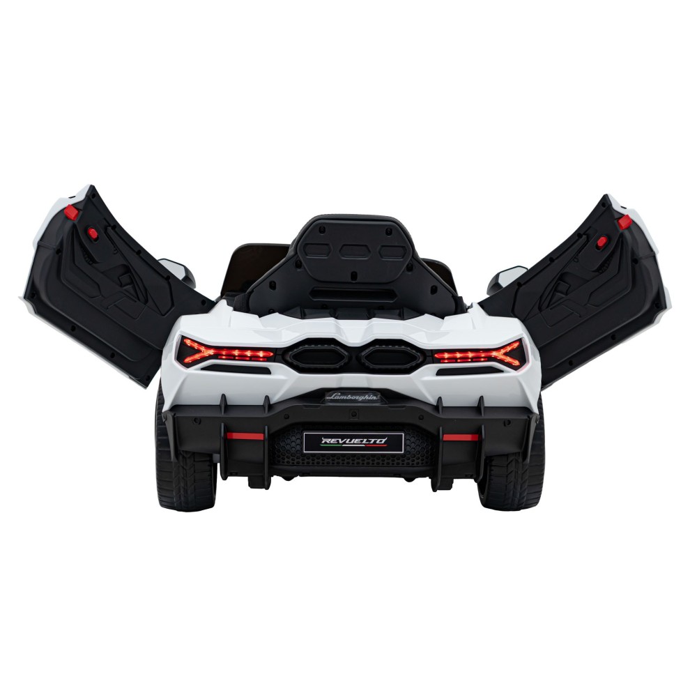 JOKO Elektrické autíčko Lamborghini Revuelto, kožené sedadlo, penové kolesá, FM rádio, biele
