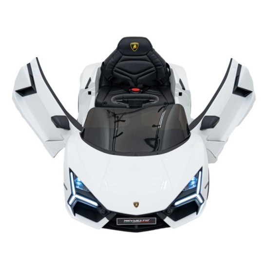 JOKO Elektrické autíčko Lamborghini Revuelto, kožené sedadlo, penové kolesá, FM rádio, biele