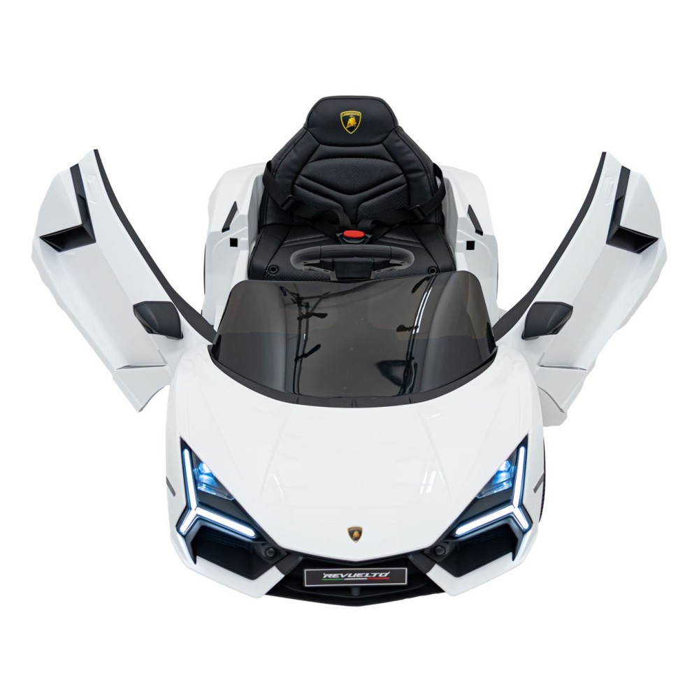 JOKO Elektrické autíčko Lamborghini Revuelto, kožené sedadlo, penové kolesá, FM rádio, biele