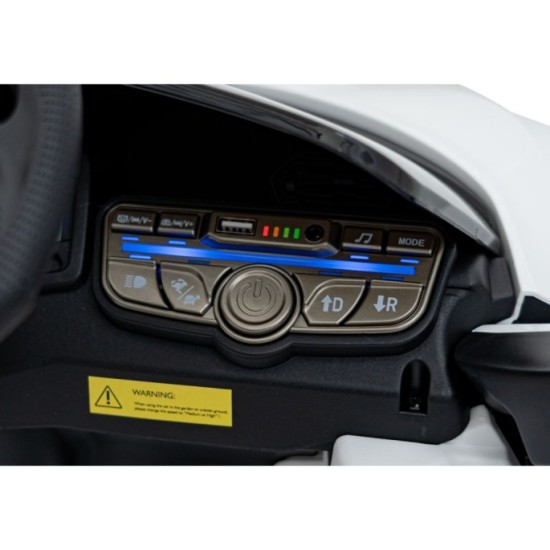 JOKO Elektrické autíčko Lamborghini Revuelto, kožené sedadlo, penové kolesá, FM rádio, biele