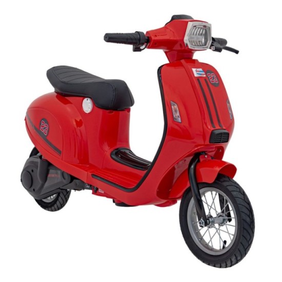 JOKO Elektrická Motorka Skúter Retro 23, Nafukovacie kolesá, kožené sedadlo, nosnosť 60kg, červená