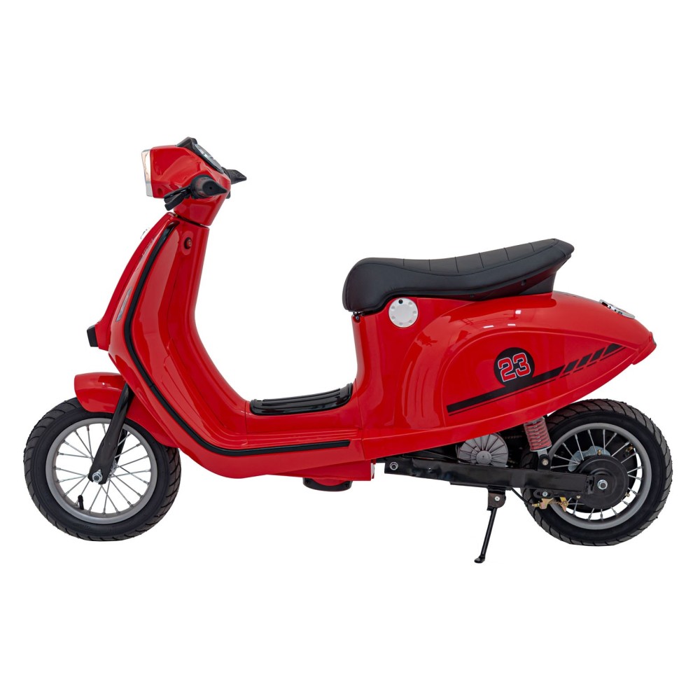 JOKO Elektrická Motorka Skúter Retro 23, Nafukovacie kolesá, kožené sedadlo, nosnosť 60kg, červená