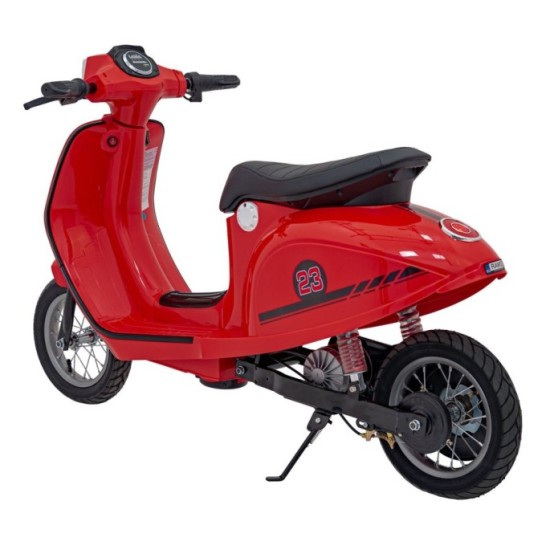 JOKO Elektrická Motorka Skúter Retro 23, Nafukovacie kolesá, kožené sedadlo, nosnosť 60kg, červená