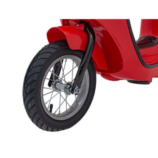 JOKO Elektrická Motorka Skúter Retro 23, Nafukovacie kolesá, kožené sedadlo, nosnosť 60kg, červená