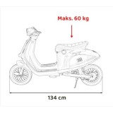 JOKO Elektrická Motorka Skúter Retro 23, Nafukovacie kolesá, kožené sedadlo, nosnosť 60kg, červená