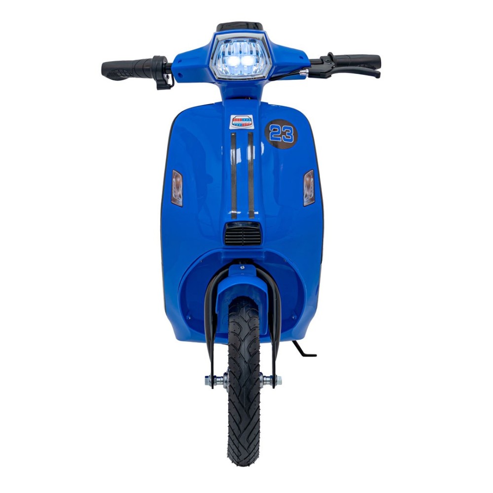 JOKO Elektrická Motorka Skúter Retro 23, Nafukovacie kolesá, kožené sedadlo, nosnosť 60kg, modrá