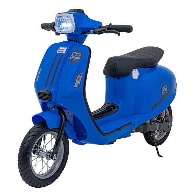 JOKO Elektrická Motorka Skúter Retro 23, Nafukovacie kolesá, kožené sedadlo, nosnosť 60kg, modrá