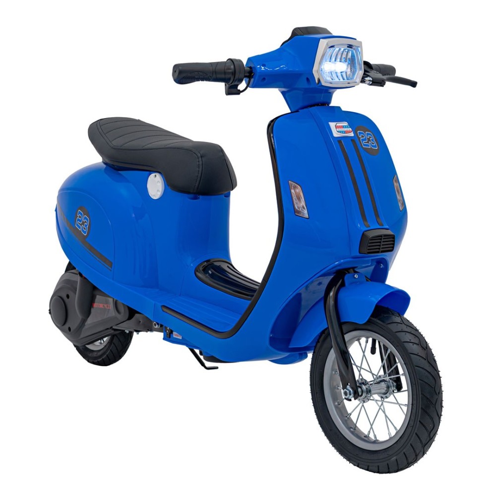 JOKO Elektrická Motorka Skúter Retro 23, Nafukovacie kolesá, kožené sedadlo, nosnosť 60kg, modrá