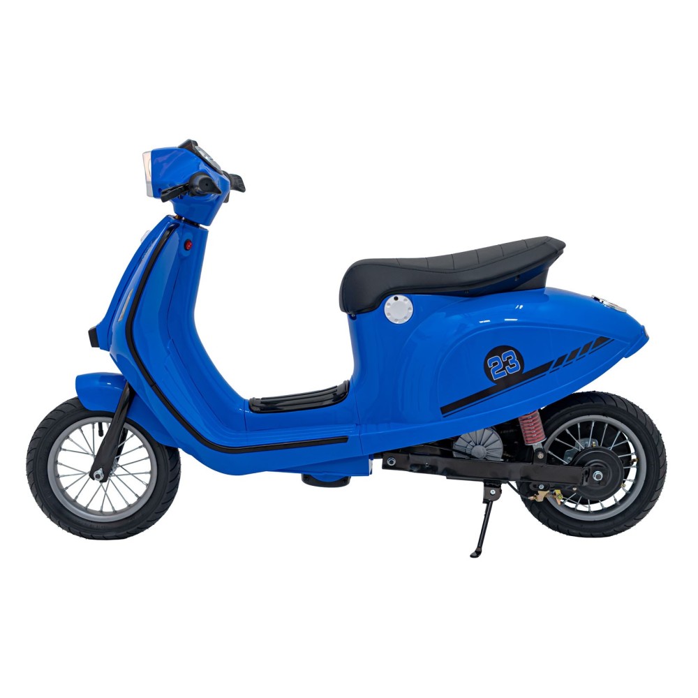 JOKO Elektrická Motorka Skúter Retro 23, Nafukovacie kolesá, kožené sedadlo, nosnosť 60kg, modrá