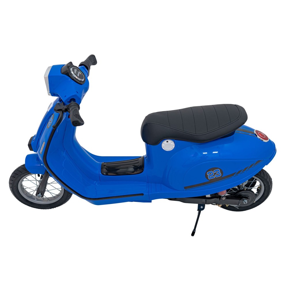 JOKO Elektrická Motorka Skúter Retro 23, Nafukovacie kolesá, kožené sedadlo, nosnosť 60kg, modrá