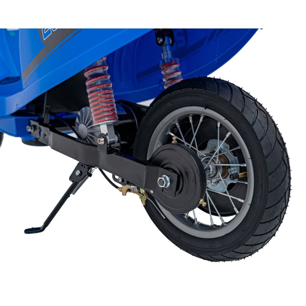JOKO Elektrická Motorka Skúter Retro 23, Nafukovacie kolesá, kožené sedadlo, nosnosť 60kg, modrá
