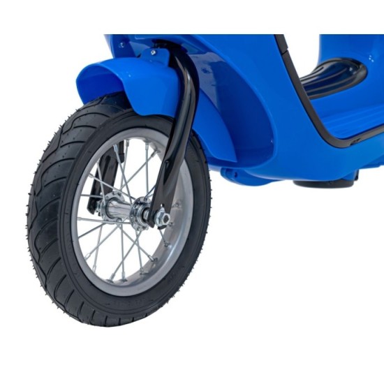 JOKO Elektrická Motorka Skúter Retro 23, Nafukovacie kolesá, kožené sedadlo, nosnosť 60kg, modrá