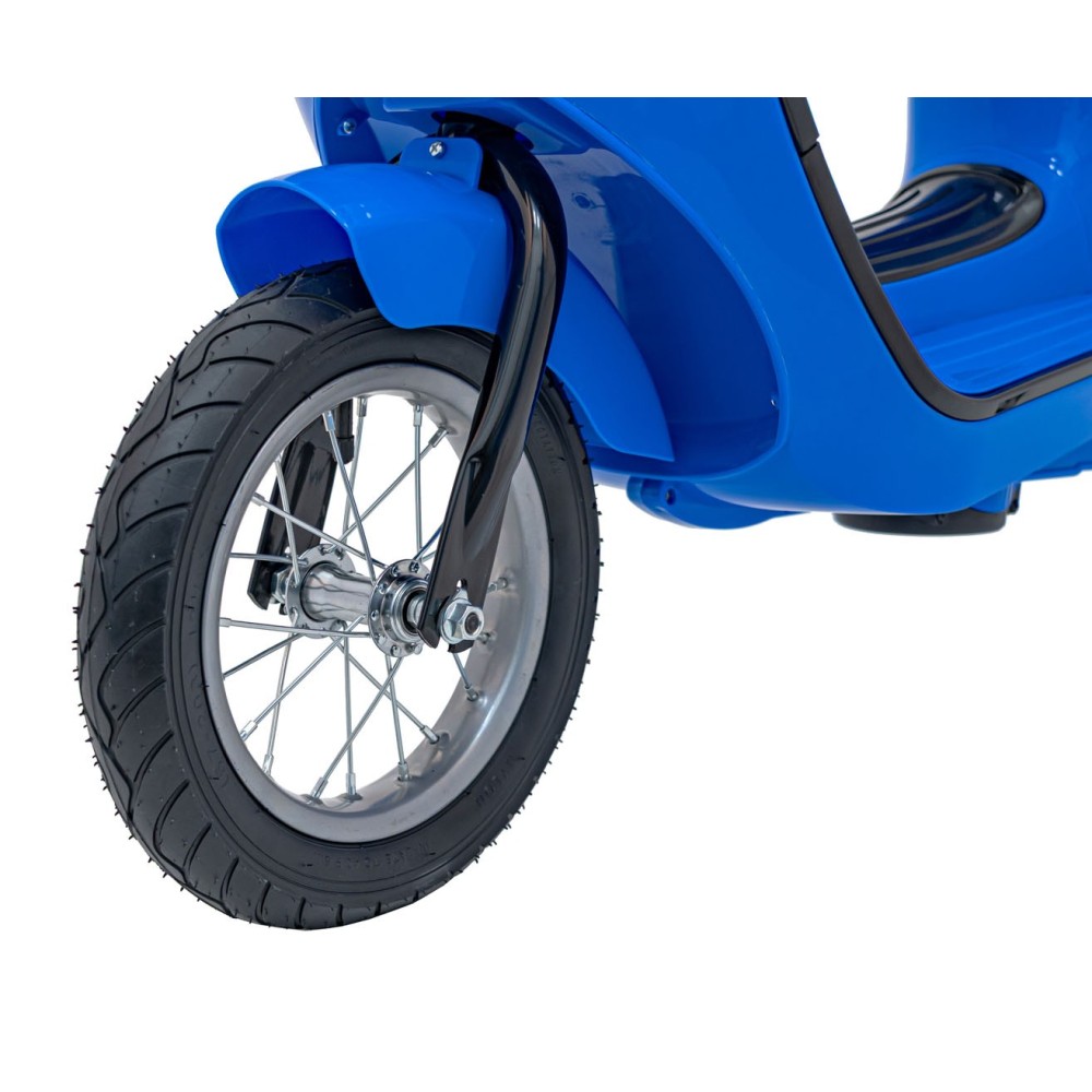 JOKO Elektrická Motorka Skúter Retro 23, Nafukovacie kolesá, kožené sedadlo, nosnosť 60kg, modrá