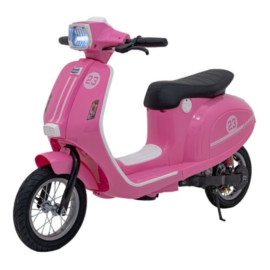 JOKO Elektrická Motorka Skúter Retro 23, Nafukovacie kolesá, kožené sedadlo, nosnosť 60kg, ružová