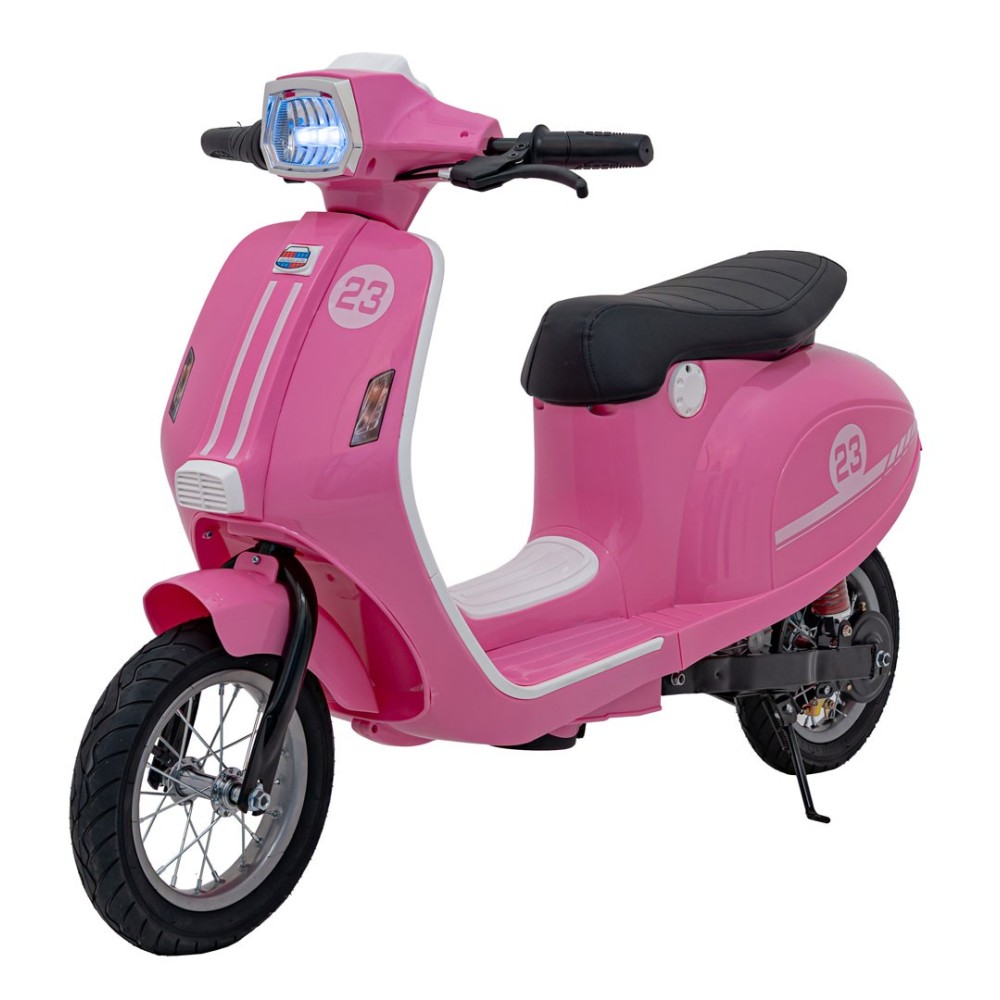 JOKO Elektrická Motorka Skúter Retro 23, Nafukovacie kolesá, kožené sedadlo, nosnosť 60kg, ružová