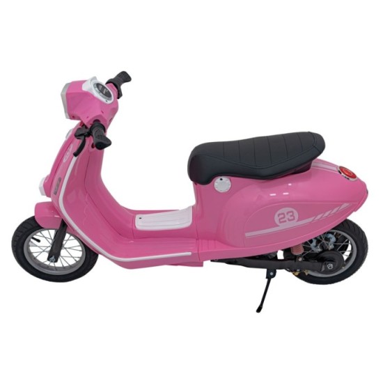 JOKO Elektrická Motorka Skúter Retro 23, Nafukovacie kolesá, kožené sedadlo, nosnosť 60kg, ružová